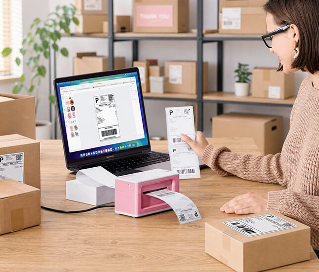 pink label printer home office shipping