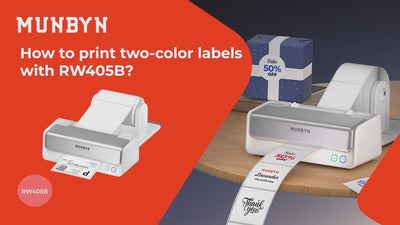 MUNBYN RW405B Dual-Color Bluetooth Thermal Label Printer with Label Holder
