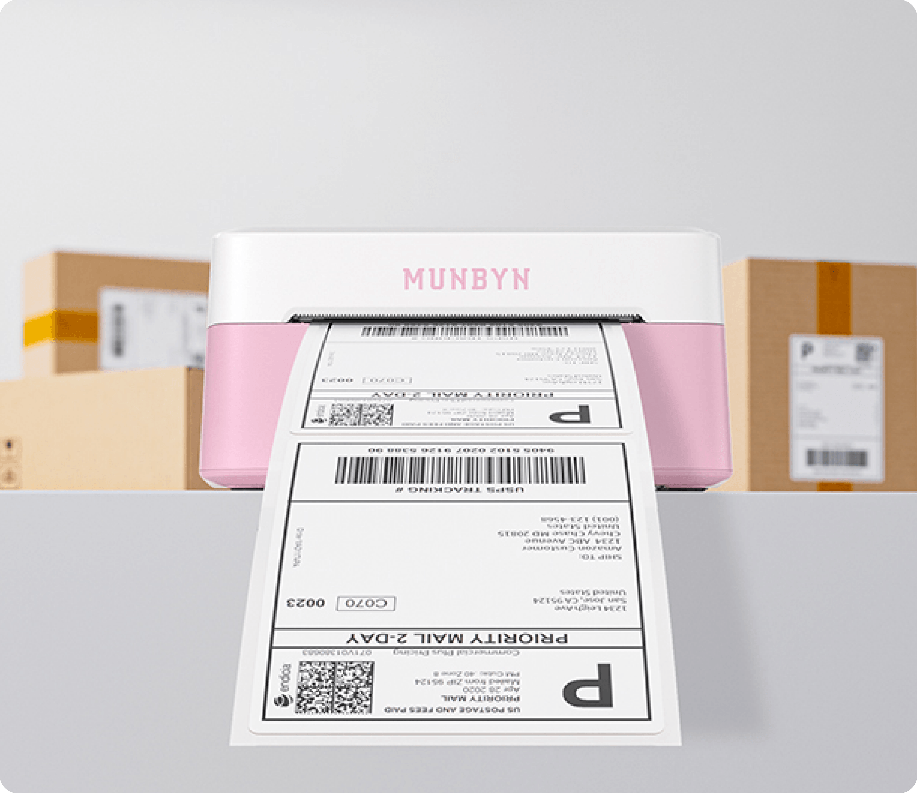 thermal shipping label printer closeup
