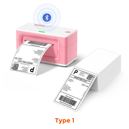 MUNBYN Upgraded Bluetooth Thermal Label Printer ITPP941B Starter Kit | Pink