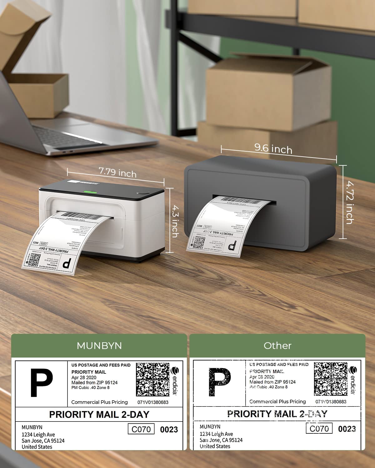 MUNBYN P941 compact shipping label printer has a high resolution than other thermal label printer.