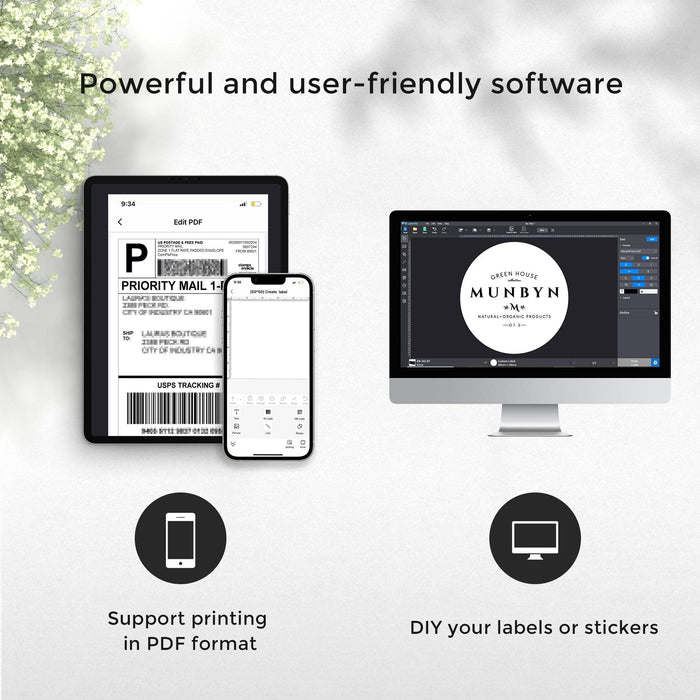 Bluetooth thermal label printer can print labels with label maker app.